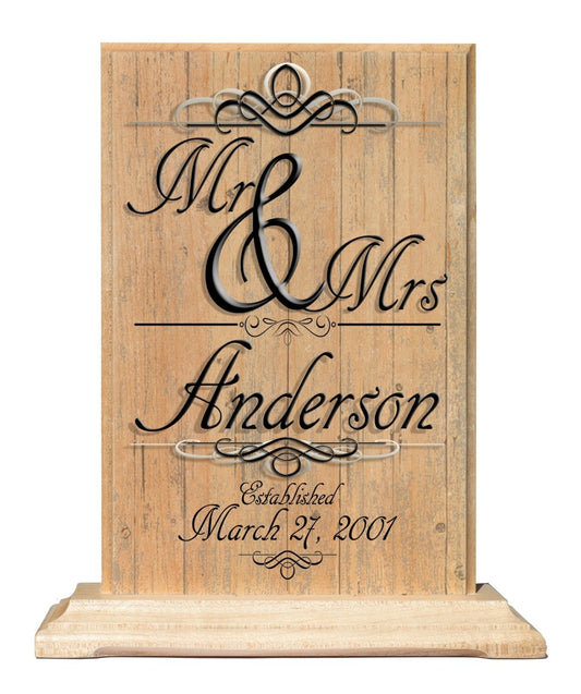 Personalized Mr. & Mrs Wedding Gift Family Name Established Date Gift