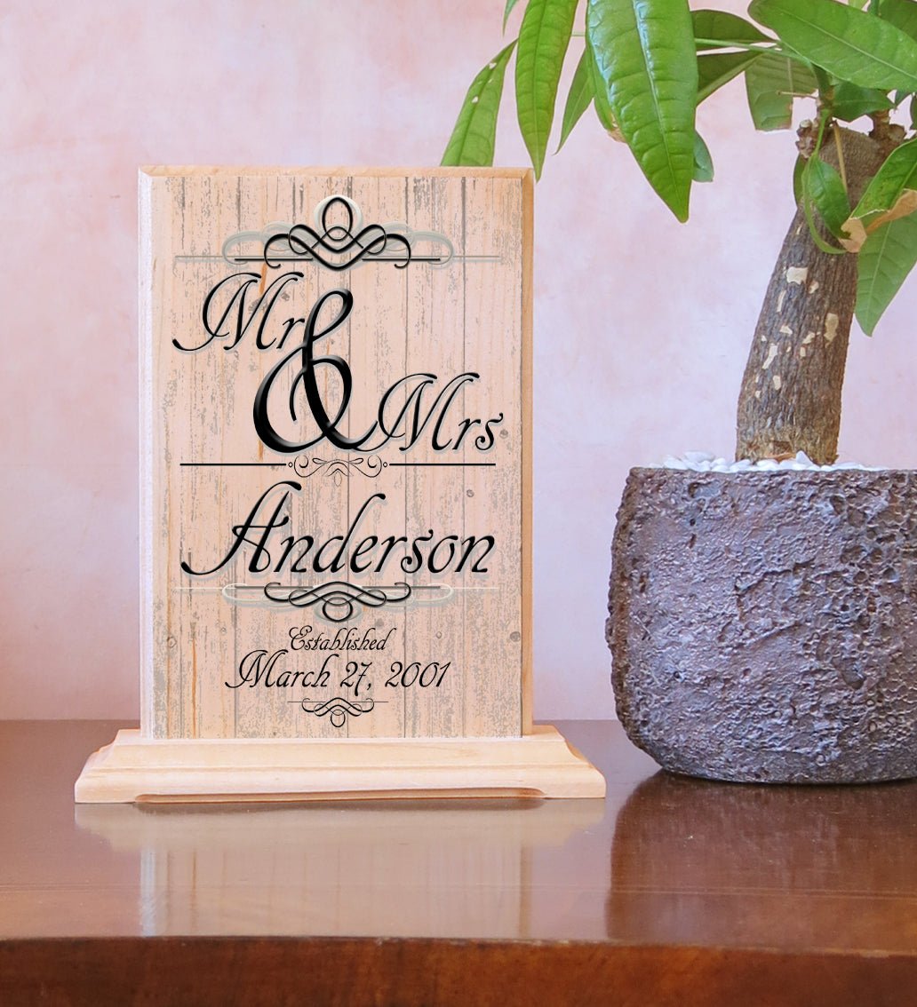 Personalized Mr. & Mrs Wedding Gift Family Name Established Date Gift