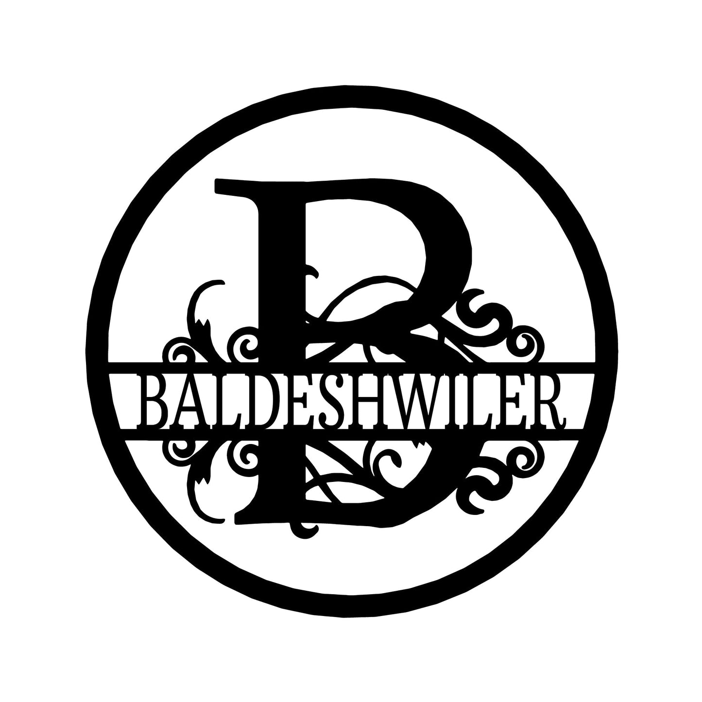 Name Metal Wall Art Sign - Custom Metal Sign, Split Circle Monogram