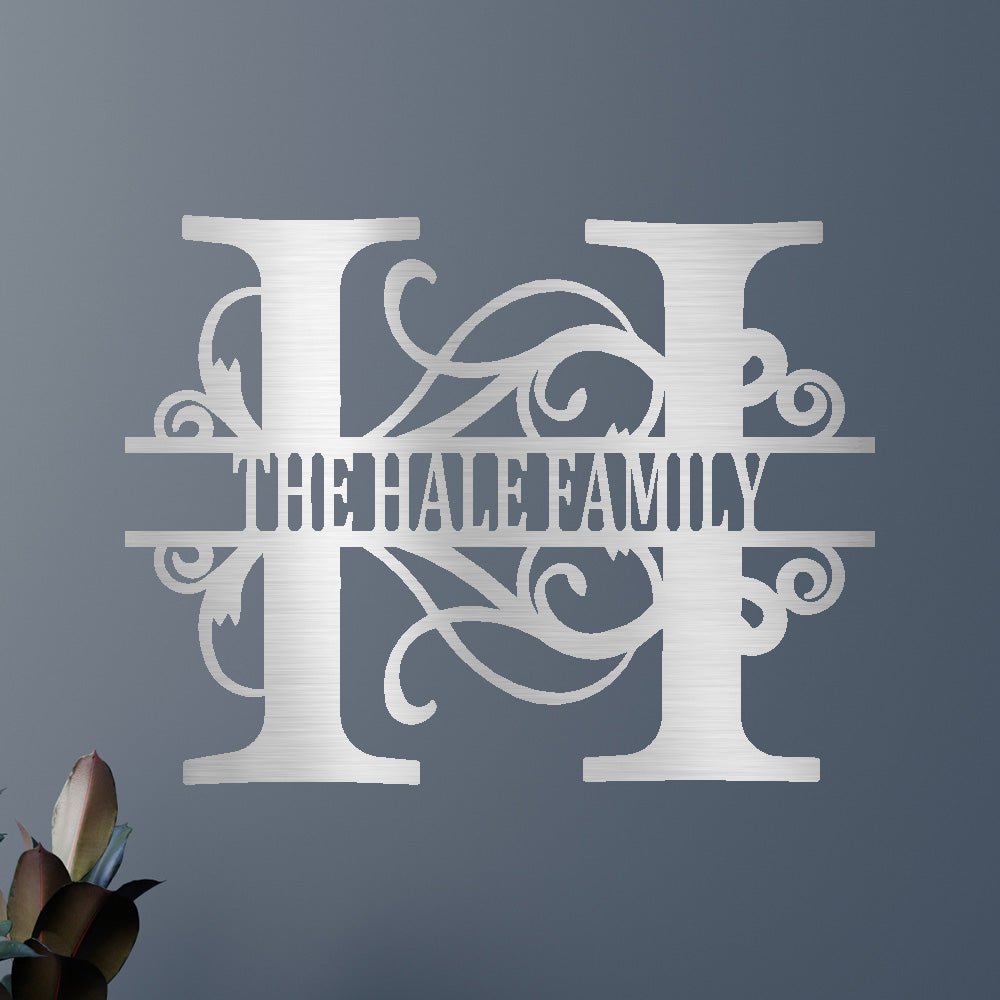 Name Sign - Custom Metal Sign, Family Split Letter Monogram, Wedding Gift