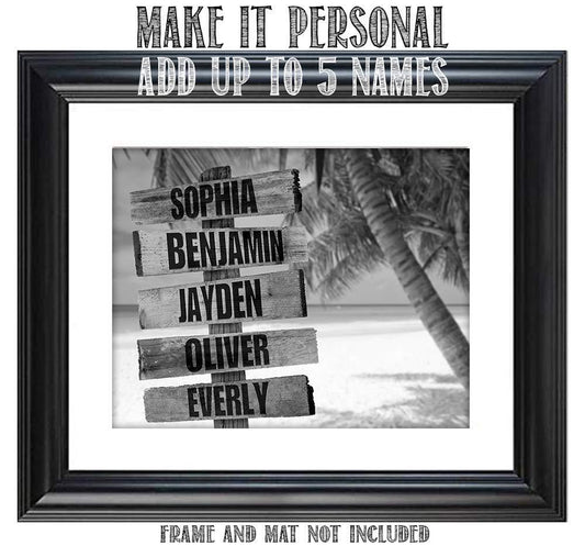 Personalized - Names Sign Post Art - Beach - Print or Canvas