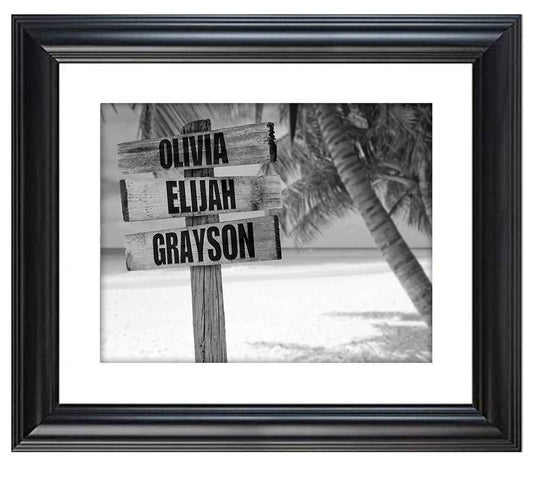Personalized - Names Sign Post Art - Beach - Print or Canvas