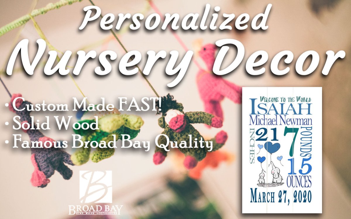 Personalized New Baby Boy Birth Announcement Gift Wall Art