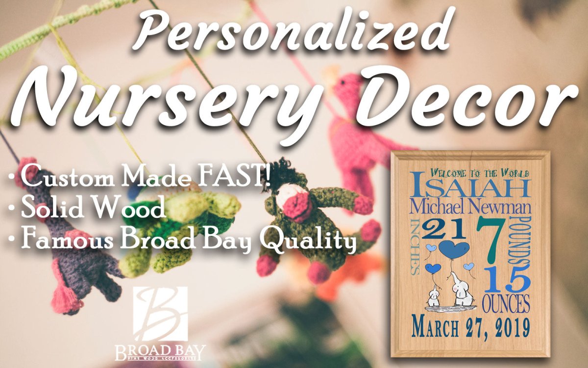 Personalized New Baby Boy Gift Wall Art Nursery Decor for Newborn