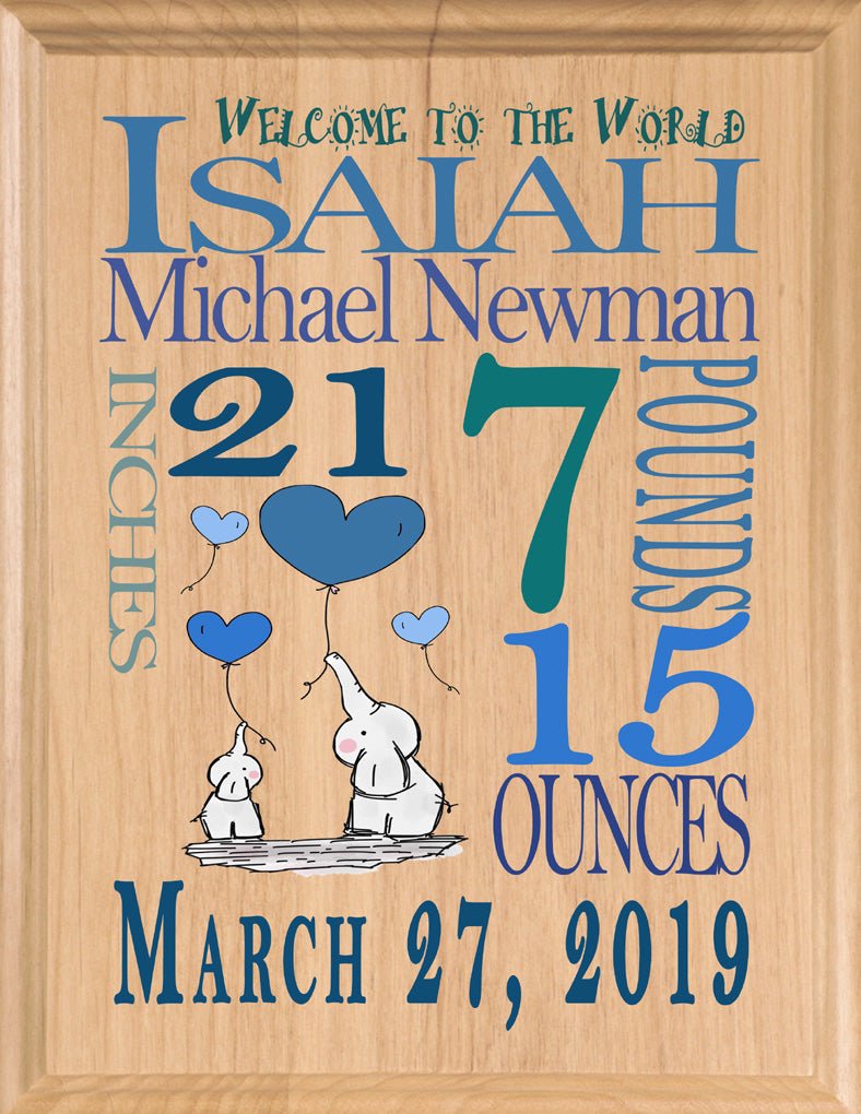 Personalized New Baby Boy Gift Wall Art Nursery Decor for Newborn
