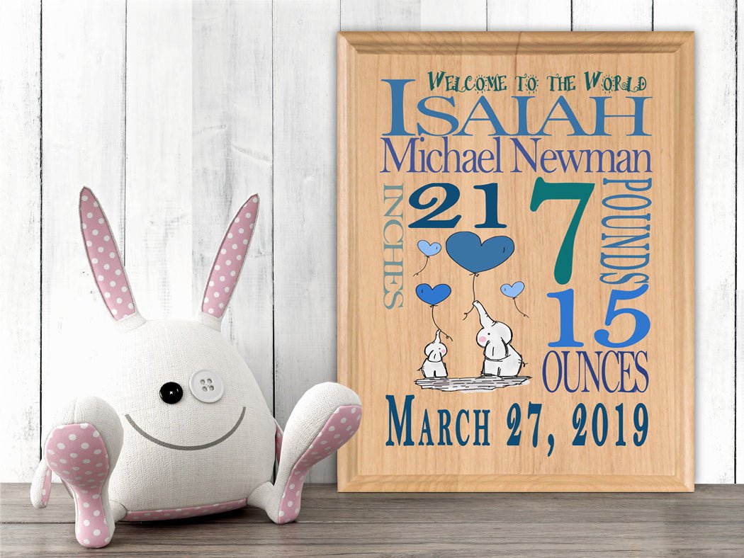 Personalized New Baby Boy Gift Wall Art Nursery Decor for Newborn