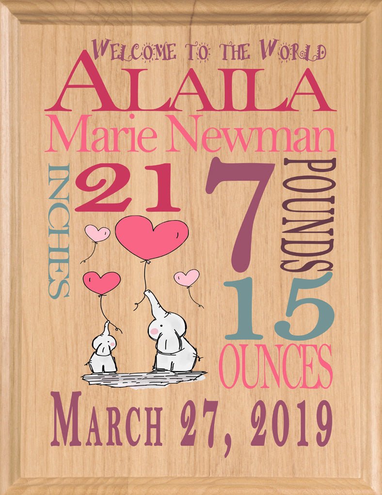 Personalized New Baby Girl Gift Wall Art Nursery Decor for Newborn