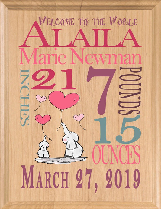 Personalized New Baby Girl Gift Wall Art Nursery Decor for Newborn