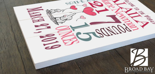Personalized New Baby Girl Gift Wall Art Nursery Decor for Newborn Sign