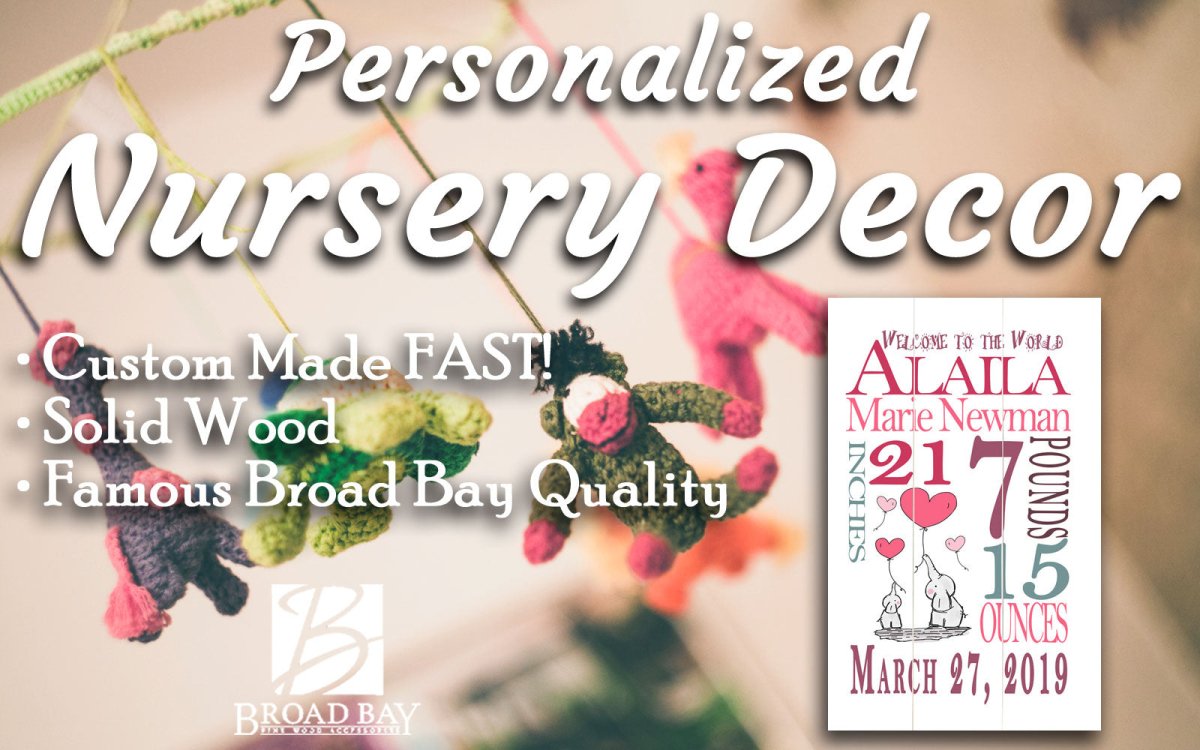 Personalized New Baby Girl Gift Wall Art Nursery Decor for Newborn Sign