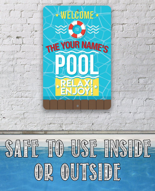 Personalized - Pool Side - Metal Sign