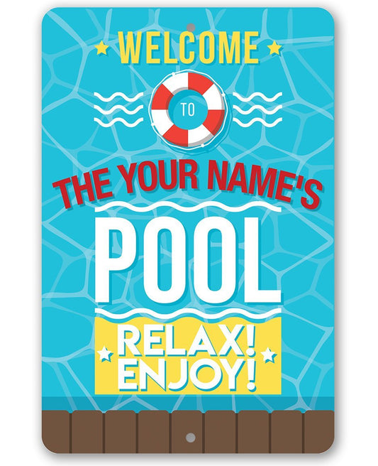Personalized - Pool Side - Metal Sign