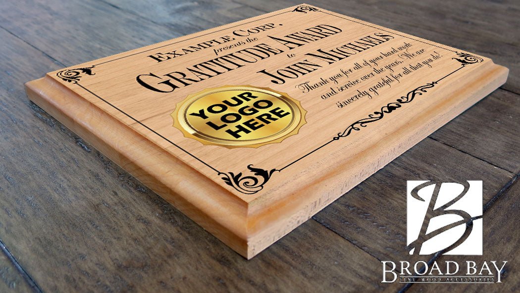 Gratitude Award Plaque – Personalized Employee Recognition Gift with Company Logo