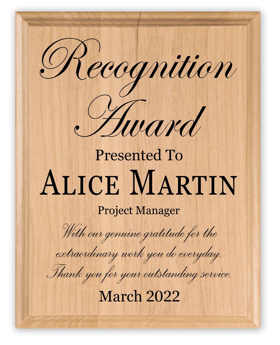 Personalized Recognition Award Plaque – Custom Appreciation Gift for Team Members
