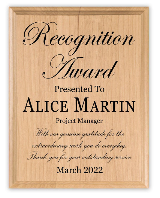 Personalized Recognition Award Plaque – Custom Appreciation Gift for Team Members