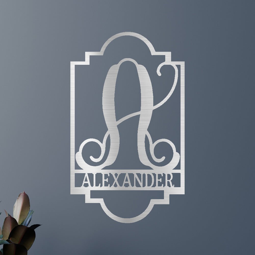 Regal Personalized Gifts - Custom Metal Sign, Split Letter, Last Name