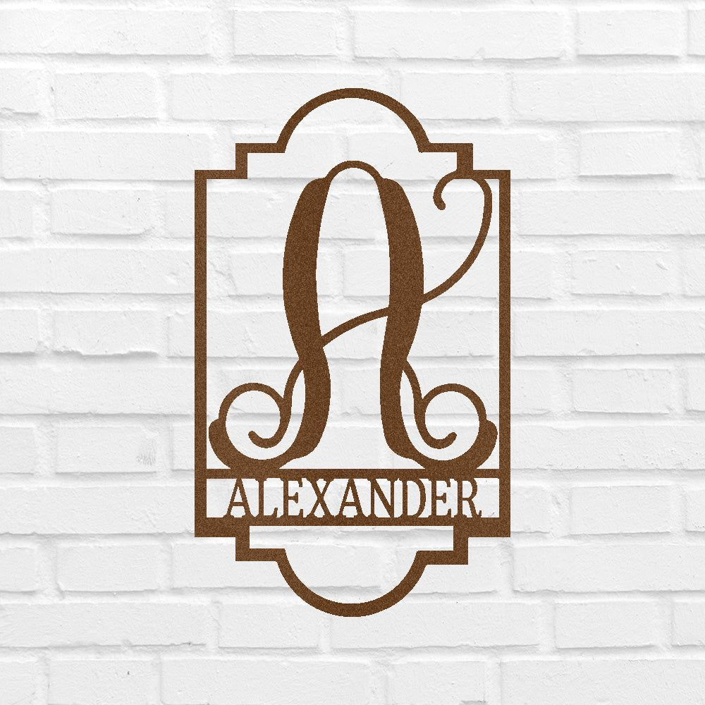 Regal Personalized Gifts - Custom Metal Sign, Split Letter, Last Name