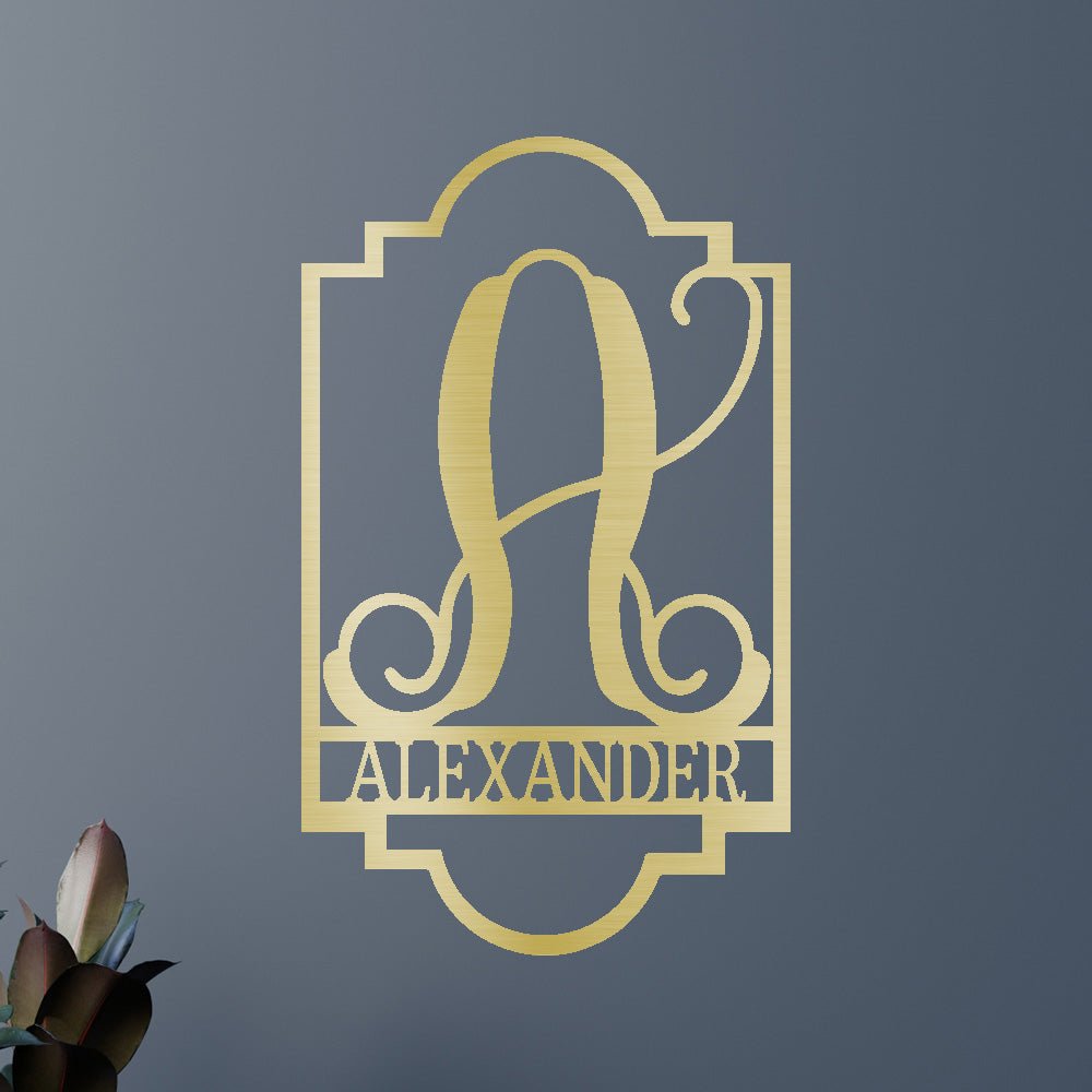 Regal Personalized Gifts - Custom Metal Sign, Split Letter, Last Name