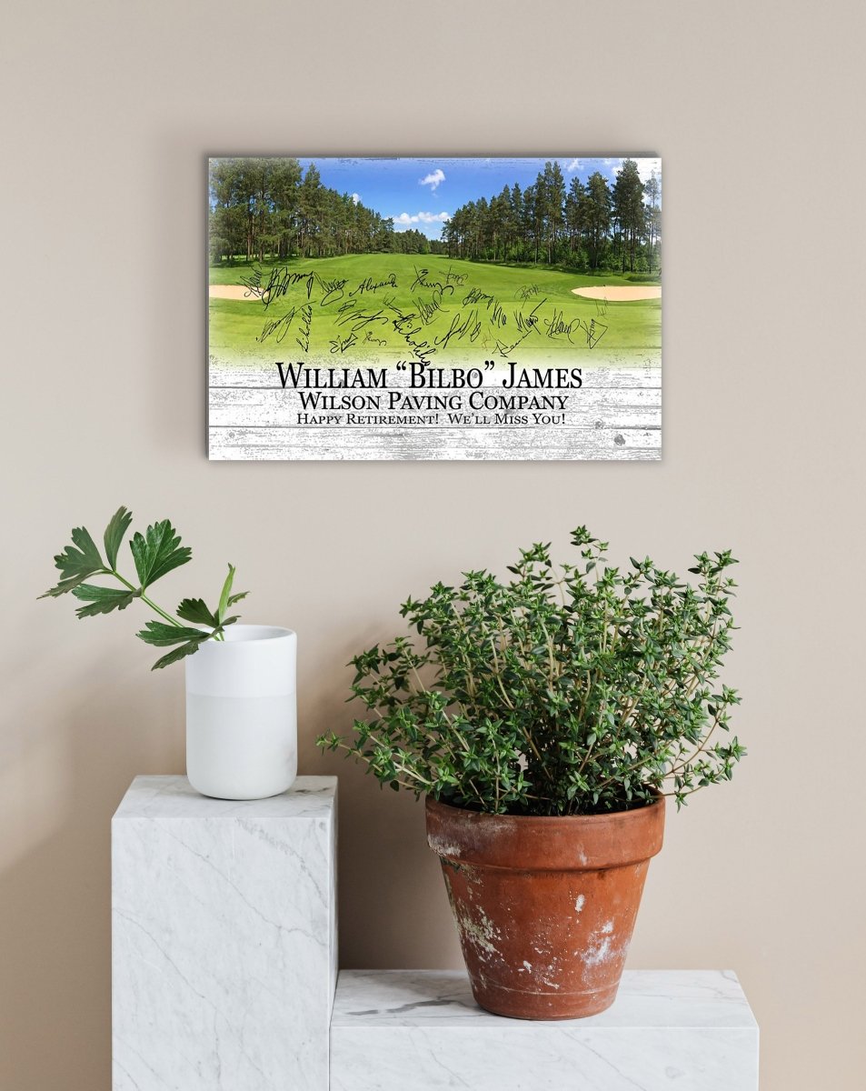 Personalized Retirement Gift Plaque with Golf Theme