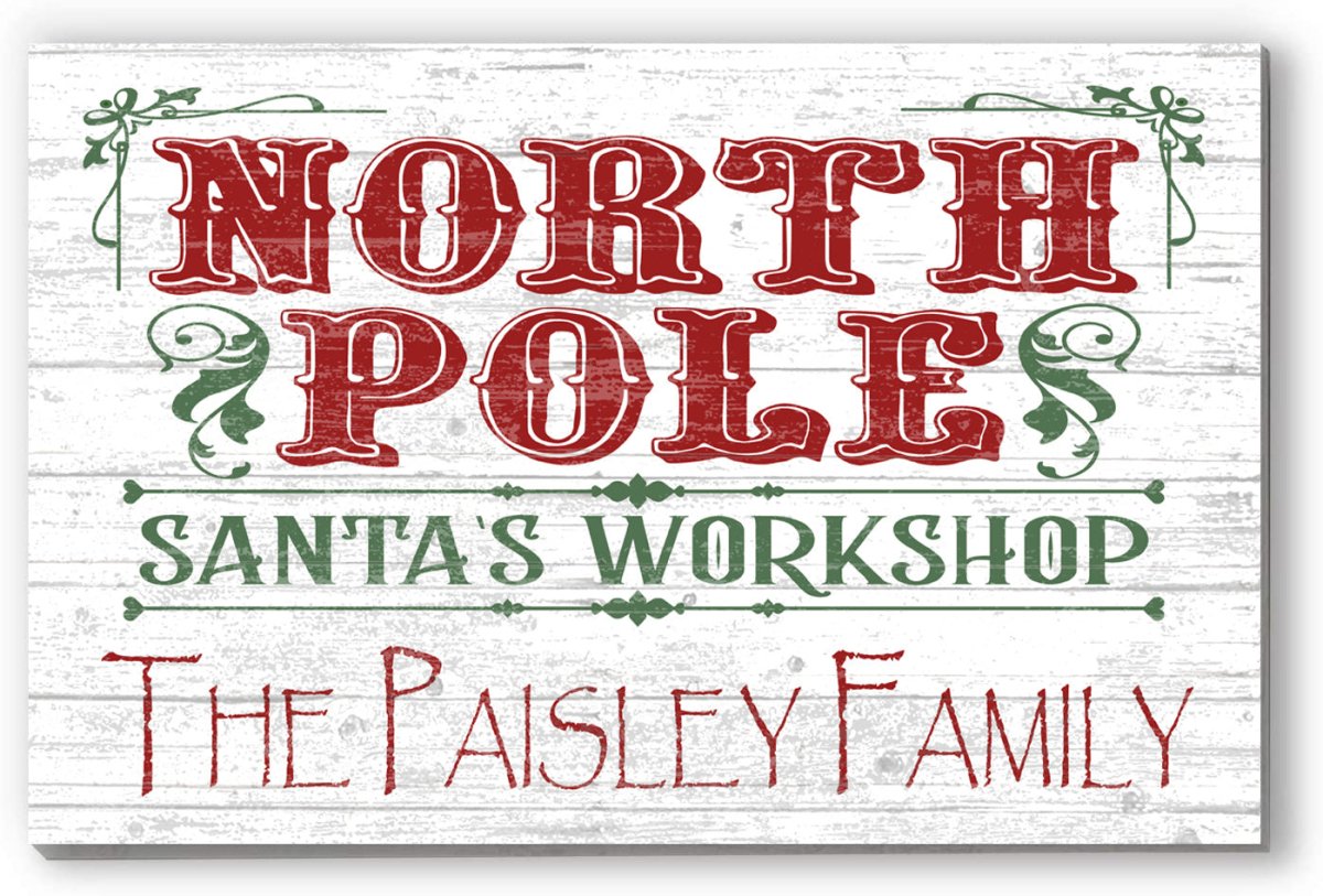 Personalized Santa's Workshop Wood Christmas Sign