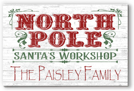 Personalized Santa's Workshop Wood Christmas Sign