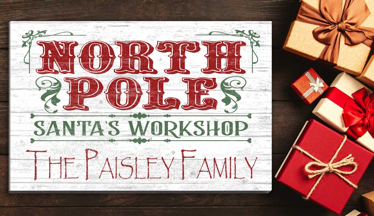 Personalized Santa's Workshop Wood Christmas Sign