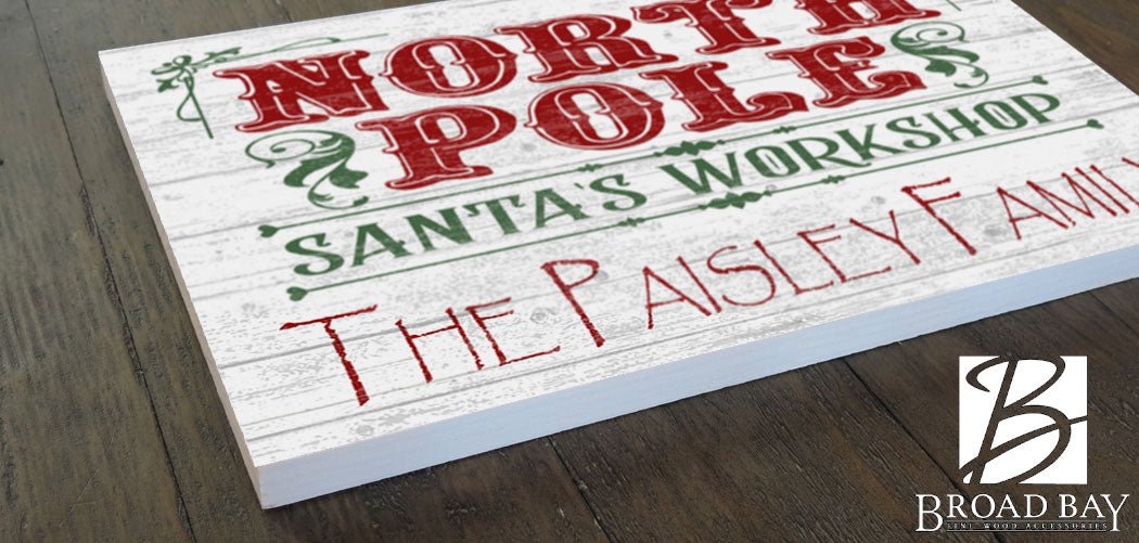 Personalized Santa's Workshop Wood Christmas Sign