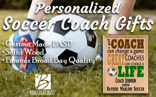 Custom Soccer Coach Gift – Personalized Wood Plaque with Name & Year – “Great Coaches Change Lives” – Solid Wood – USA Made – 11x8.5