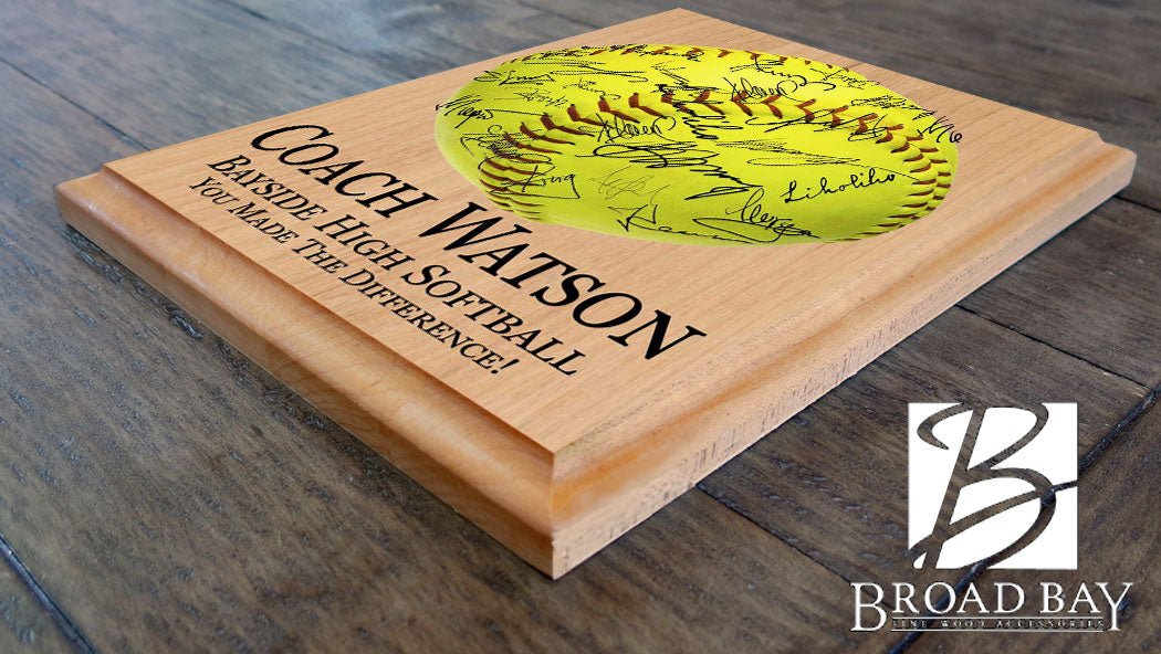 Personalized Softball Coach Gift PLAQUE For Team Notes and Signatures