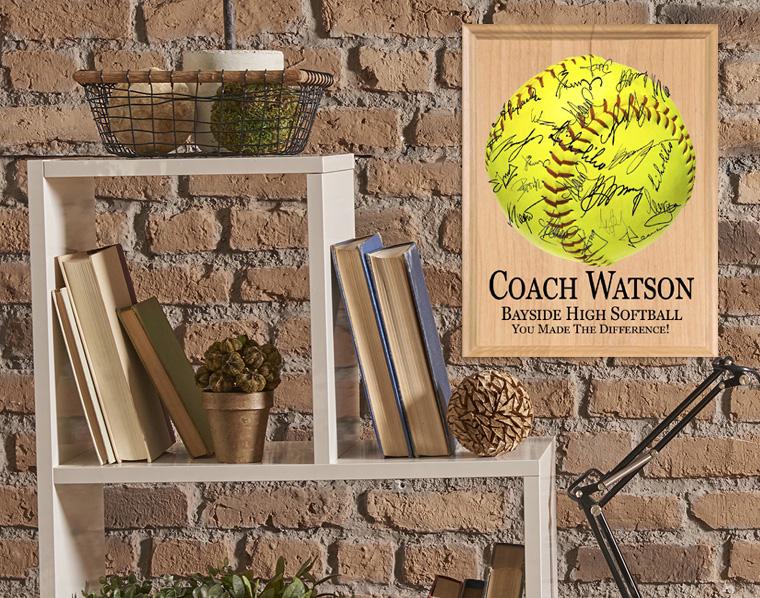 Personalized Softball Coach Gift PLAQUE For Team Notes and Signatures