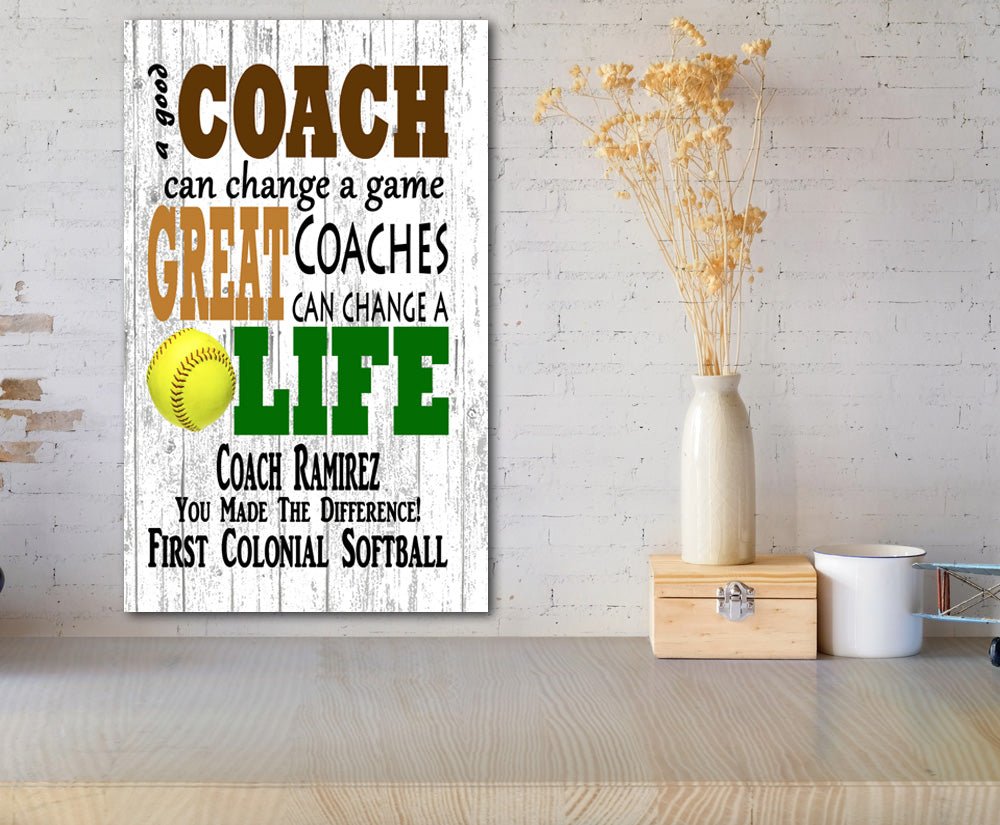 Personalized Softball Coach Gift Sign for a GREAT COACH