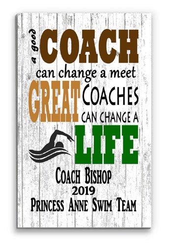 Personalized Swimming Coach Gift Plaque for Great Swim Team Coaches Custom Made