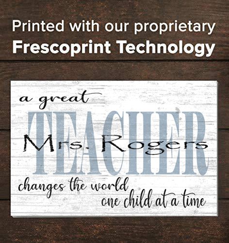 Personalized Teacher Gift Plaque – “A Great Teacher Changes the World” | Custom Solid Wood Thank You Sign