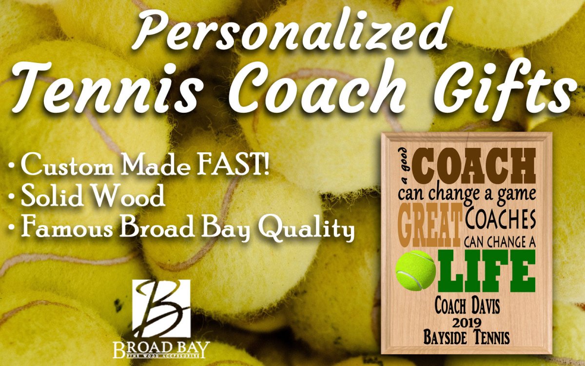 Custom Tennis Coach Gift – Personalized Wood Plaque with Name & Year – “Great Coaches Change Lives” – Solid Wood – USA Made – 11x8.5