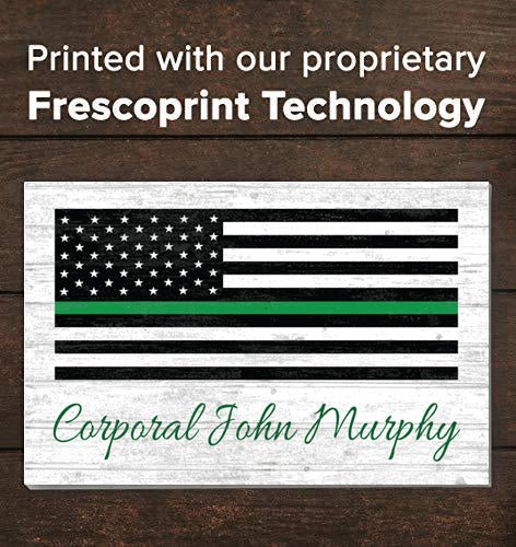 Personalized Thin Green Line Flag Sign – Custom Name Military or Federal Service Tribute | Solid Wood Wall Art