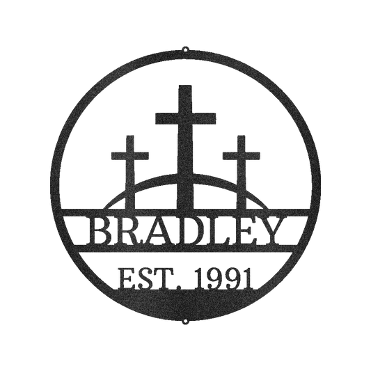 Three Crosses Jesus Personalized Gifts - Custom Metal Sign, In Loving Memory