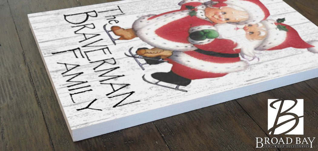 Personalized Vintage Santa Christmas Sign Wooden Farmhouse Wall Art