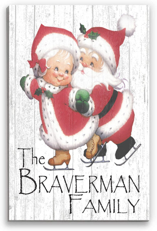 Personalized Vintage Santa Christmas Sign Wooden Farmhouse Wall Art