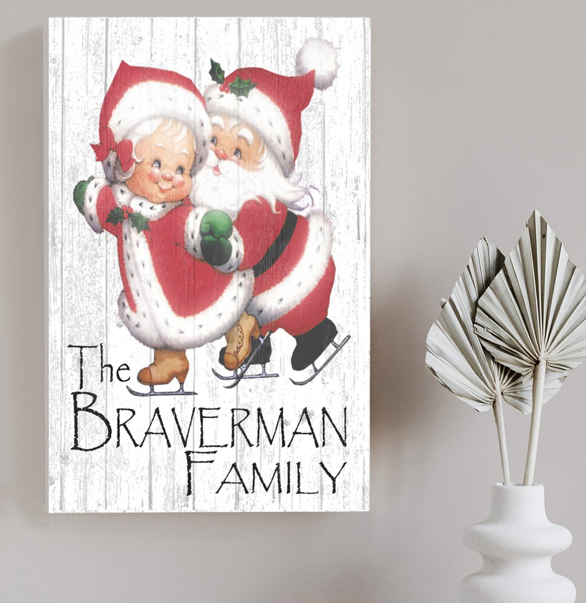 Personalized Vintage Santa Christmas Sign Wooden Farmhouse Wall Art