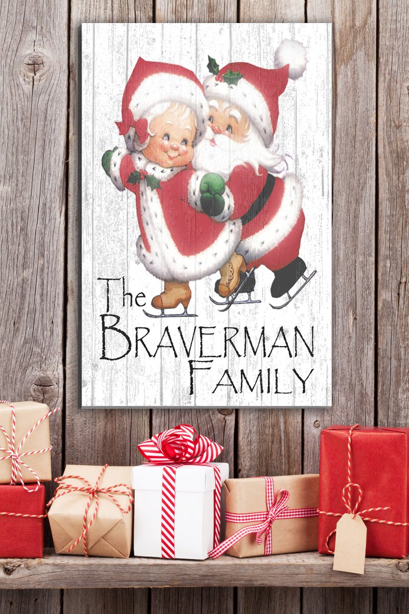 Personalized Vintage Santa Christmas Sign Wooden Farmhouse Wall Art