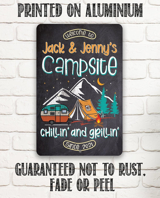 Personalized - Welcome To Our Campsite - Metal Sign