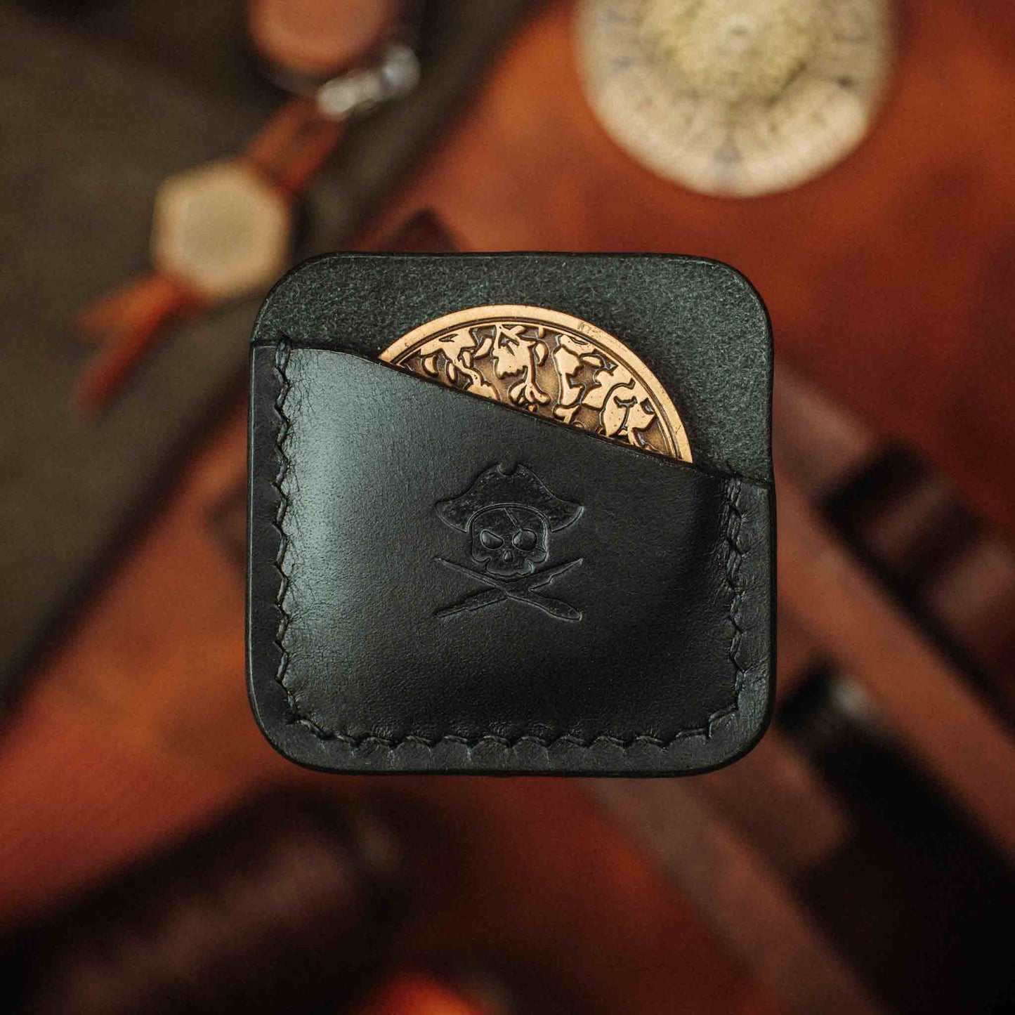 Peso Pocket – Leather Challenge Coin Slip | Pirate Goods