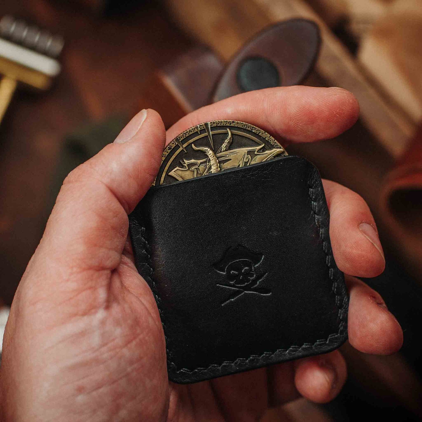Pirate Goods Peso Pocket v3 Coin Holder – Leather Challenge Coin Case for EDC