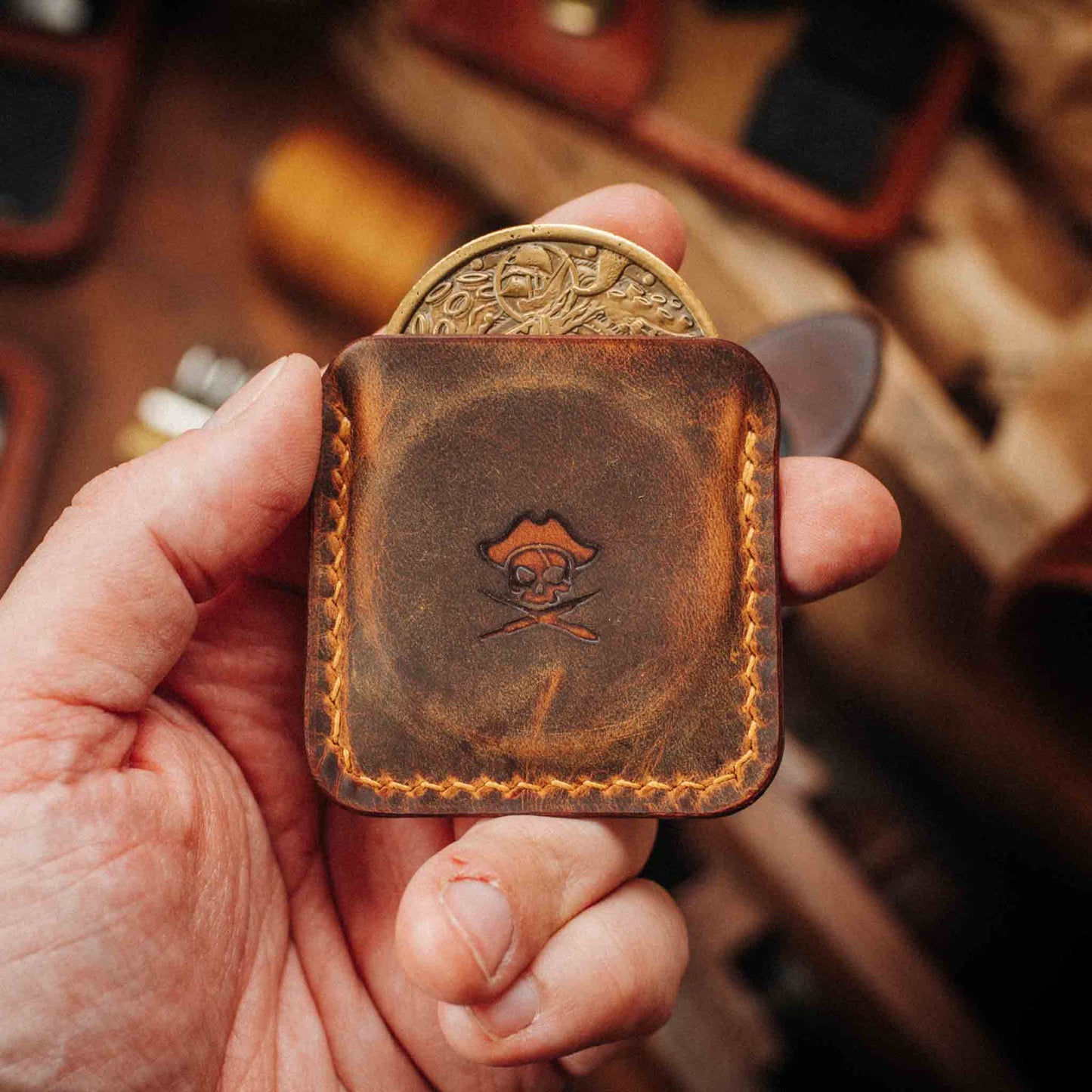 Pirate Goods Peso Pocket v3 Coin Holder – Leather Challenge Coin Case for EDC