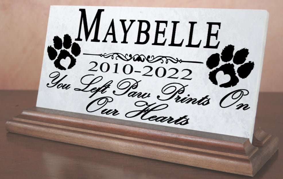 Pet Dog Memorial Stone Plaque for Shelf Or Mantel Personalized Name & Date
