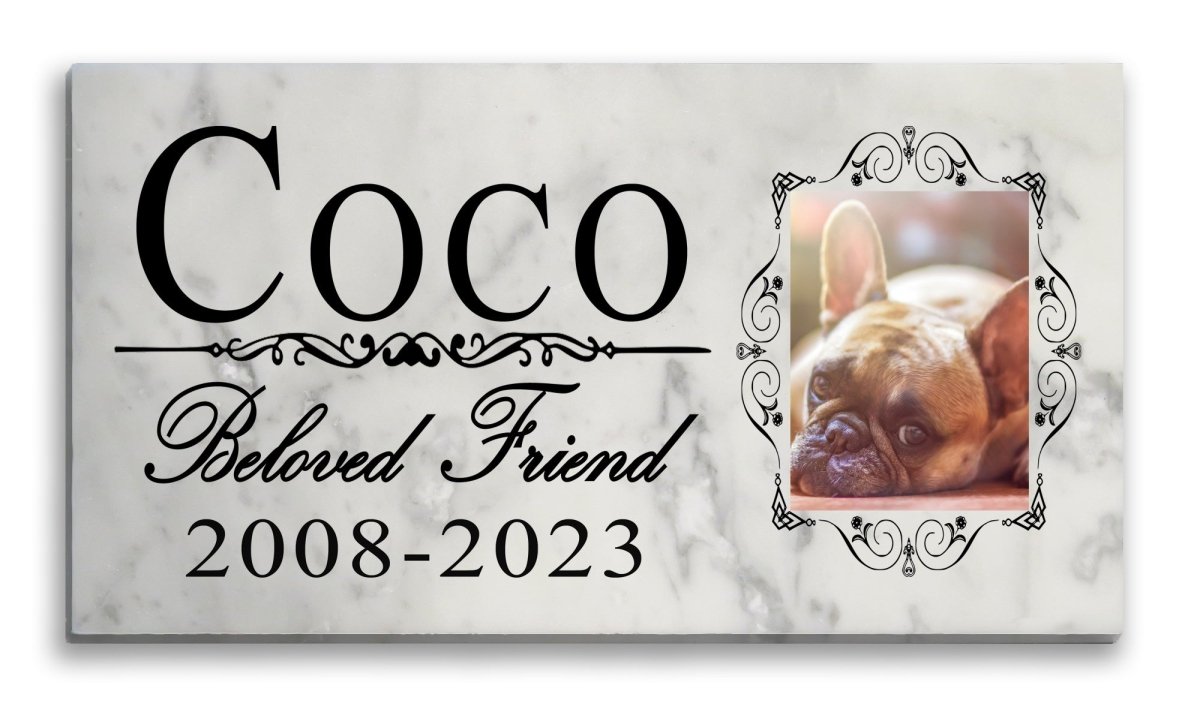 Personalized Pet Memorial Stone – Custom Photo Marble Plaque, Beloved Friend Tribute, FREE 2-Day Shipping
