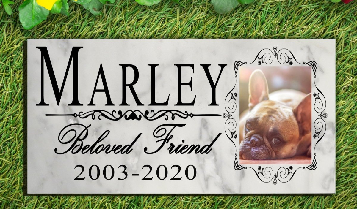 Personalized Pet Memorial Stone – Custom Photo Marble Plaque, Beloved Friend Tribute, FREE 2-Day Shipping