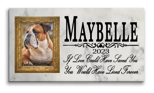Personalized Pet Memorial Stone with Photo – Marble Remembrance Plaque, FREE 2-Day Shipping