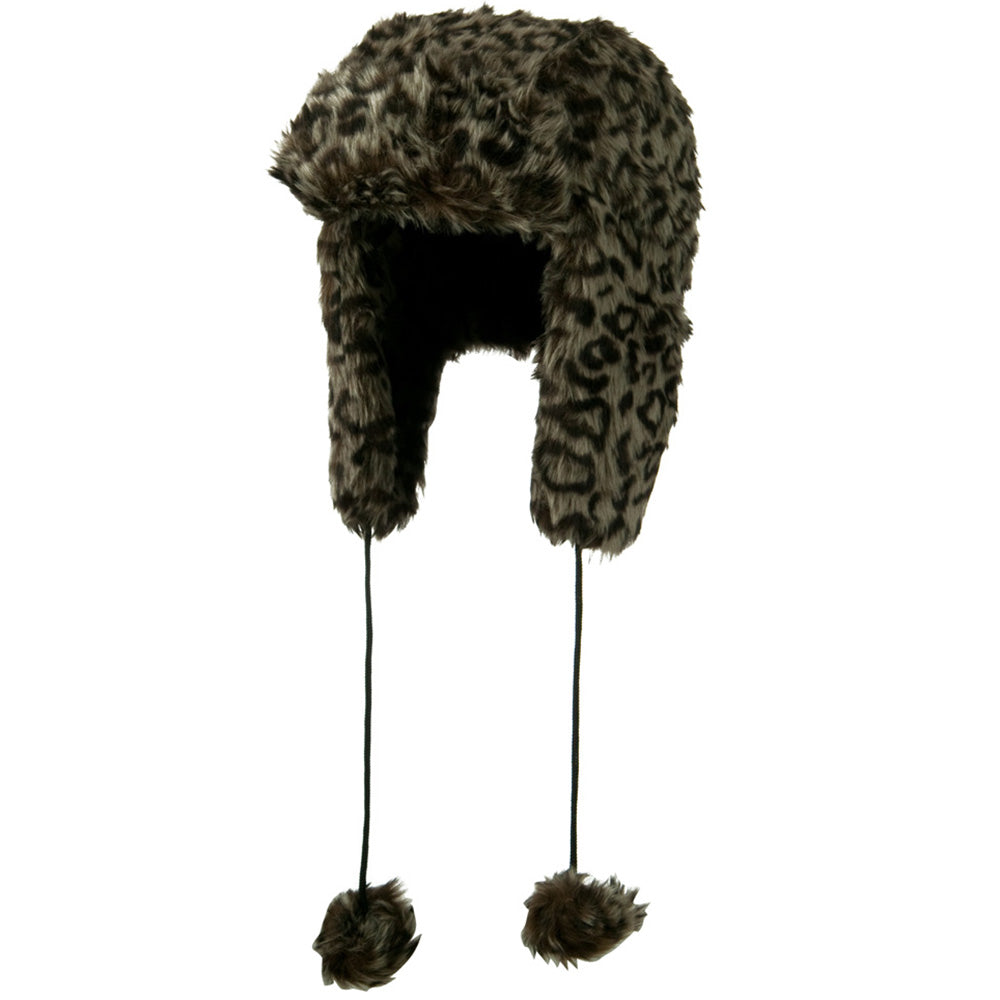 Woman's Animal Print Faux Fur Tropper Hat
