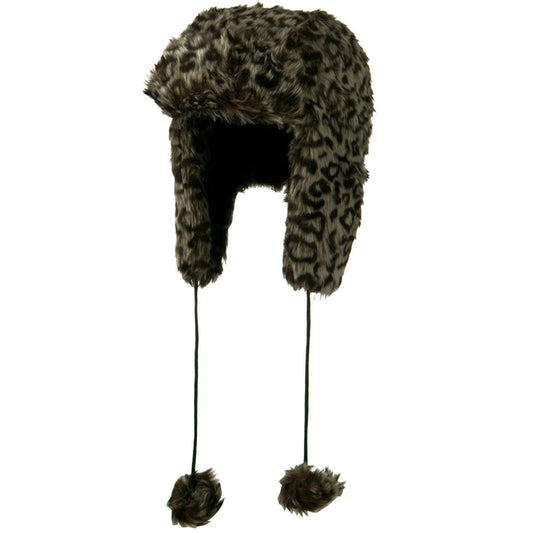 Woman's Animal Print Faux Fur Tropper Hat